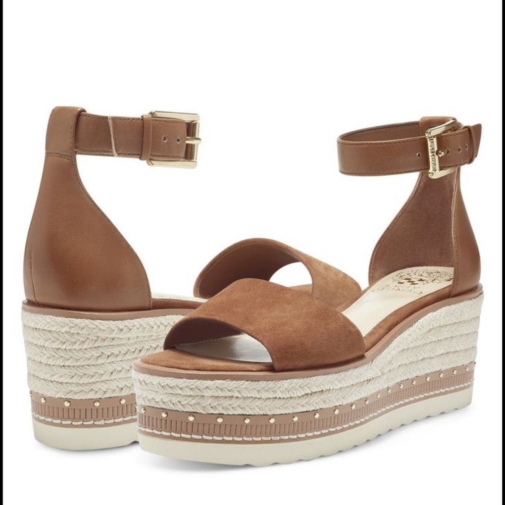 Vince Camuto Meestana Leather Platform Wedge Sandals - Picture 2 of 5
